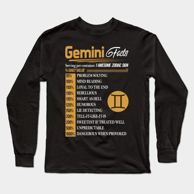 GEMINI FACTS Long Sleeve T-Shirt by BTTEES